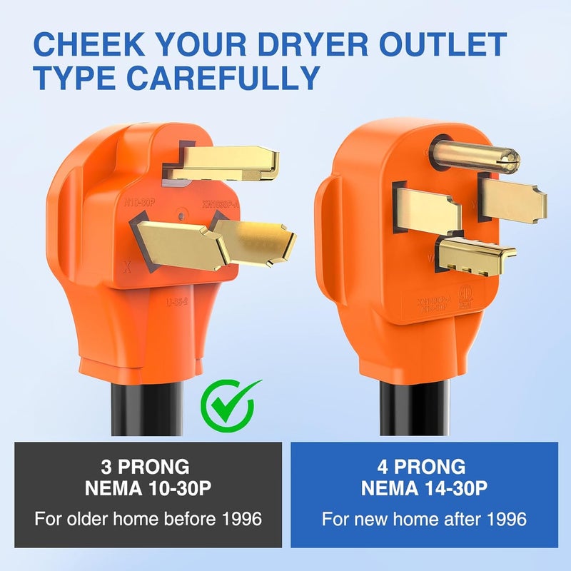 Nilight EV Adapter Cord 30 Amp to 50 Amp 3 Prong Pure Copper Old Dryer Outlet to EV Plug Conversion Heavy Duty 10 Gauge Wire Nema 10-30P to 14-50R 30M/50F for Level 2 EV Using - Image 3
